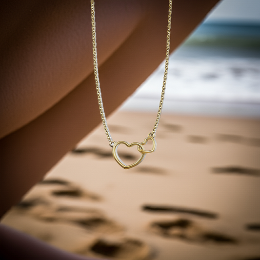 Ketting Twee Hartjes Goudkleur XN005G